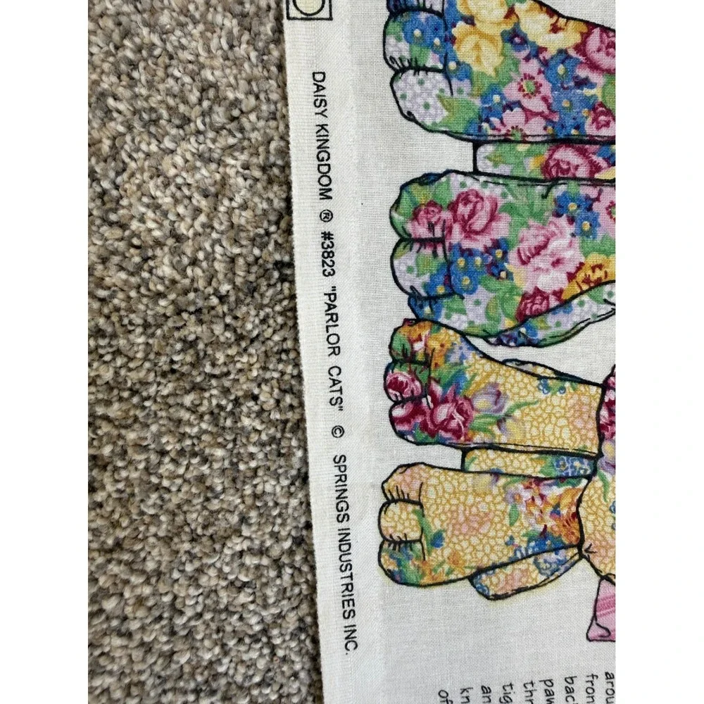 Vintage Daisy Kingdom Parlor Cats Fabric Panel 3823 Springs‎ Industries Floral